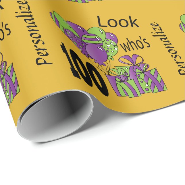 Look Who's 100 | Personalise Wrapping Paper (Roll Corner)
