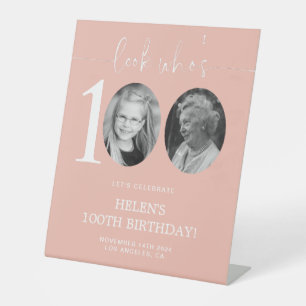 Look Who's 100 Pink 100th Birthday Welcome Pedestal Sign