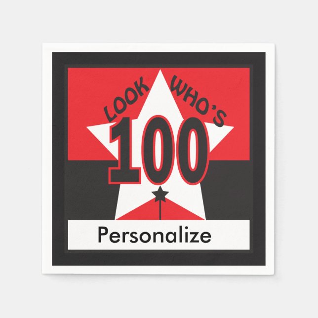 Look Who's 100 Years Old | 100th Birthday Napkin (Front)