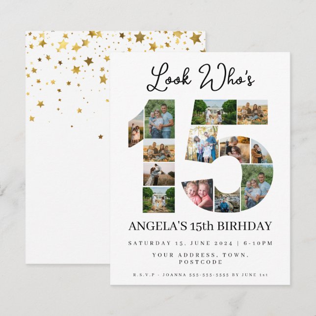 look who's 15 Photo Collage quinceaneras teen  Invitation (Front/Back)