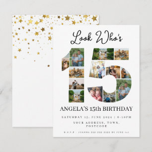 look who's 15 Photo Collage quinceaneras teen  Invitation