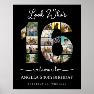 look who's 16 Customizable Photo Collage sign