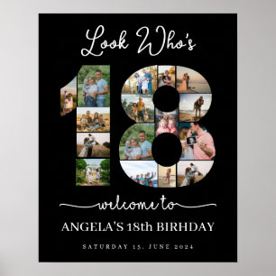 look who's 18 Customizable Photo Collage sign