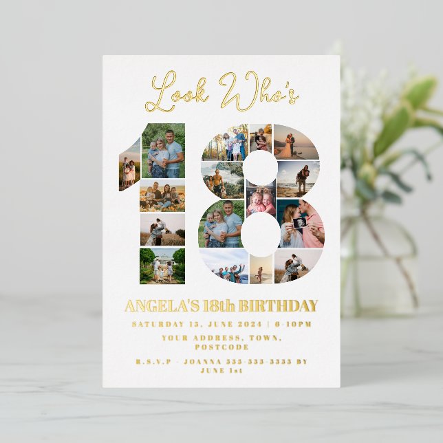 look who's 18 Photo Collage teenager birthday (Standing Front)