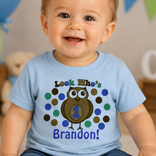 Look Who's 1 Owl First Birthday Shirt