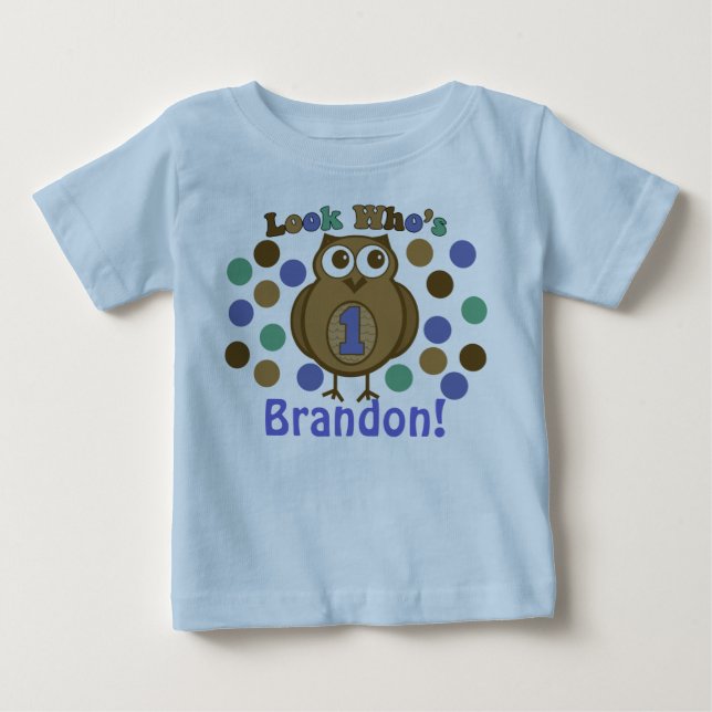Look Who's 1 Owl First Birthday Shirt (Front)