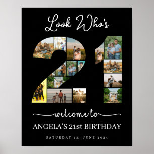 look who's 21 happy 21st birthday photos collage poster