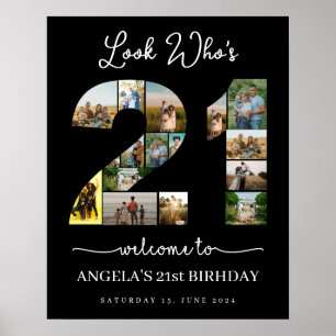 look who's 21 happy 21st birthday photos collage poster