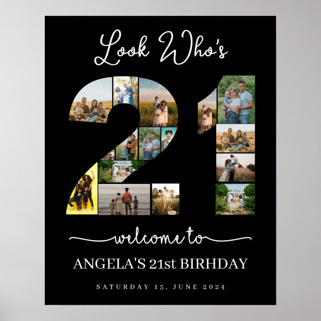 look who's 21 happy 21st birthday photos collage poster (Front)