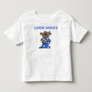 Look who's 2 boys birthday bear toddler T-Shirt