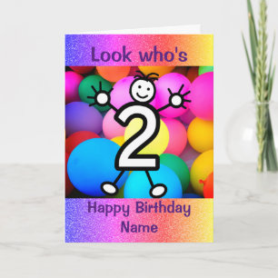 Look Who's 2 Years Old Balloon Happy Birthday Card
