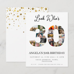 look who's 30 happy birthday photo montage  invitation