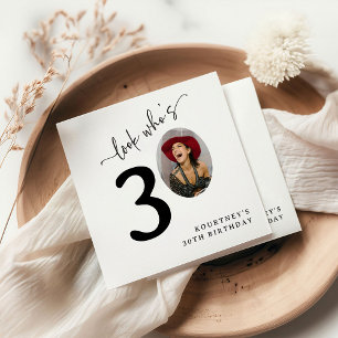 Look Who's 30! Modern Photo 30th Birthday Napkin