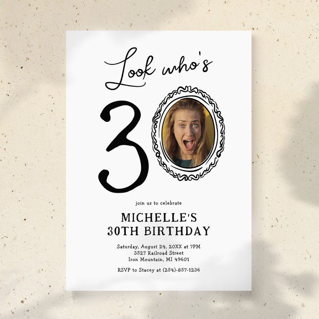 Look Who's 30 Photo Adult Birthday Invitation (Creator Uploaded)