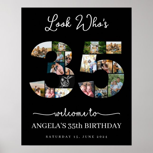 look who's 35 years old happy birthday poster (Front)