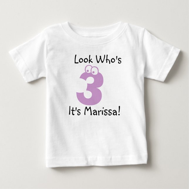 Look Who's 3 Customisable Birthday Tshirt (Front)