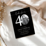 Look Who's 40 | Black 40th Birthday Invite<br><div class="desc">Celebrate your milestone 40th birthday with timeless style using this black Look Who’s 40 invitation! Featuring a sleek, modern design this black invitation is perfect for those who prefer simplicity with a touch of elegance. Fully customizable, you can easily add your party details to create a personal and sophisticated invite...</div>