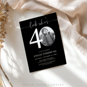 Look Who's 40   Black 40th Birthday Invite