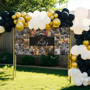 Look Who's 40 Happy Birthday Photo Collage Party  Banner