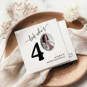 Look Who's 40! Modern Photo 40th Birthday Napkin