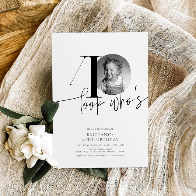 Look Who's 40 Modern Simple 40th Birthday Invitation (Creator Uploaded)