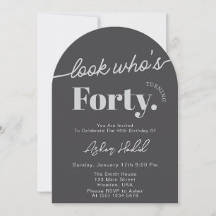 Look Who's 40 Modern Simple 40th Birthday Photo Invitation