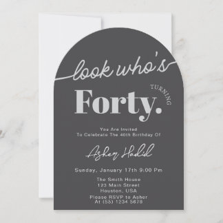 Look Who's 40 Modern Simple 40th Birthday Photo Invitation