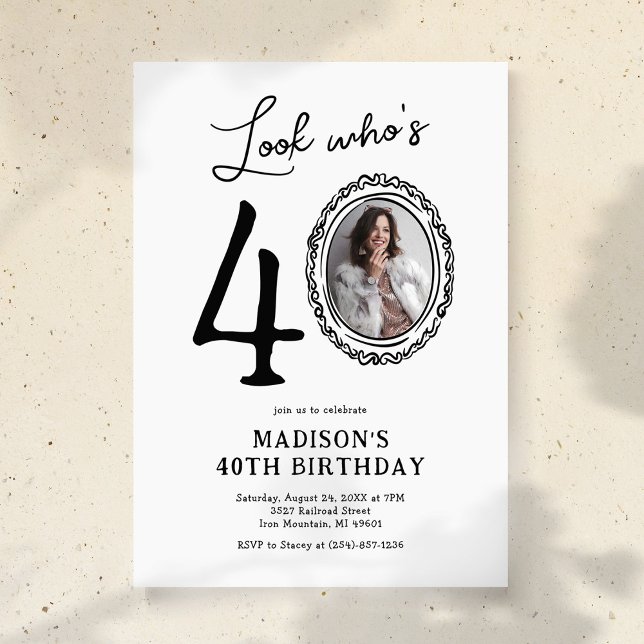 Look Who's 40 Photo Adult Birthday Invitation (Creator Uploaded)