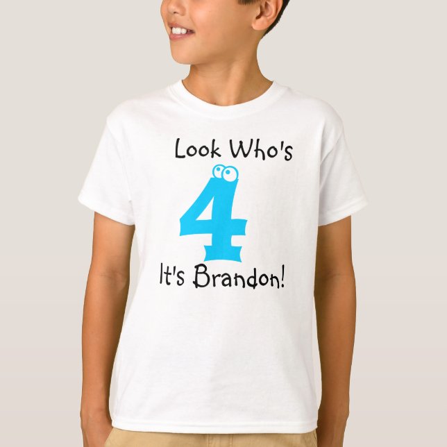 Look Who's 4 Customisable Birthday Tshirt (Front)