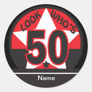 Look Who's 50 50th Birthday Classic Round Sticker