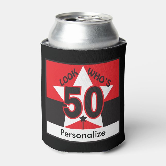 Look Who's 50 - Birthday Can Cooler (Can Front)