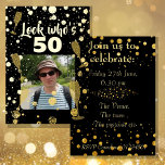 Look who's 50 birthday photo invite 50th<br><div class="desc">A birthday invite that is made with real foil! This can be personalised with a photo of the birthday person,  and change the year to suit. This is a stylish yet simple card that conveys all the information and details needed for a birthday party invite.</div>