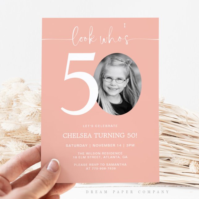 Look Who's 50 | Pink 50th Birthday Invite (Creator Uploaded)