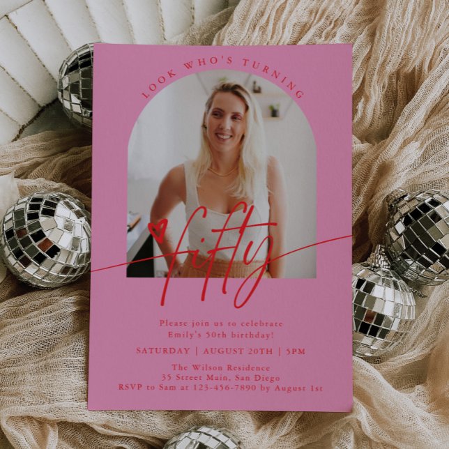 Look Who's 50 | Script Arch 50th Birthday Party Invitation (Creator Uploaded)