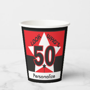 Look Who's 50 Years Old   50th Birthday Paper Cups