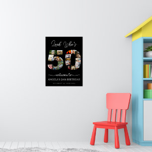 look who's 50 years old birthday photo collage poster