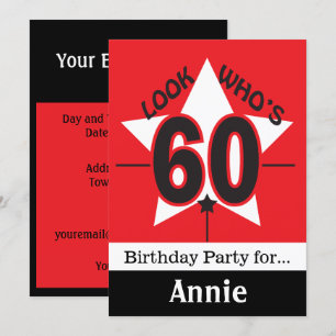Look Who's 60   60th Birthday   DIY Text Invitation