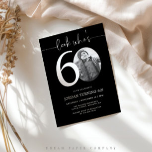 Look Who's 60 Black 60th Birthday Invite