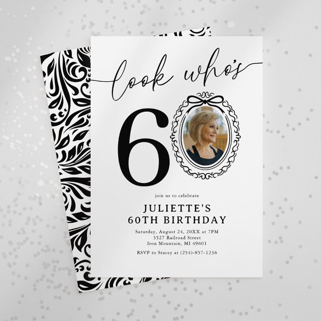 Look Who's 60! Elegant 60th Birthday Photo Invitation (Creator Uploaded)