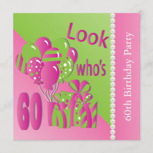 Look Who's 60 in Pink - 60th Birthday Invitation
