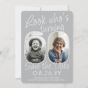Look Who's 60 Modern Photo Numbers Birthday Party Save The Date