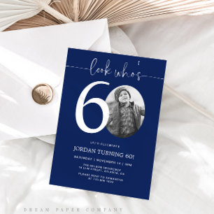 Look Who's 60 Navy 60th Birthday Invite
