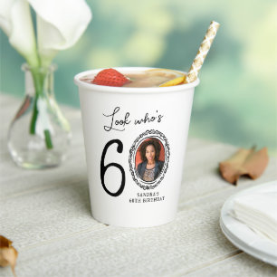 Look Who's 60! Photo 60th Birthday Paper Cups