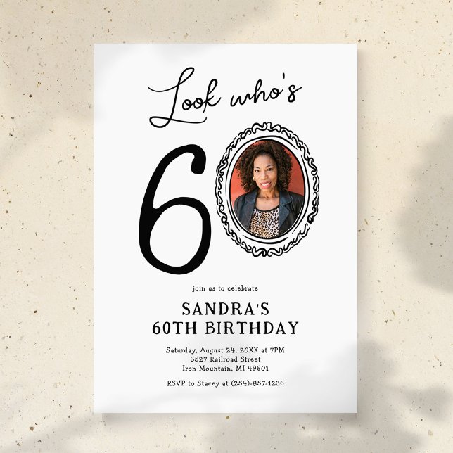 Look Who's 60 Photo Adult Birthday Invitation (Creator Uploaded)