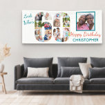 Look Who's 60 Photo Collage 60th Birthday Party Banner<br><div class="desc">Custom 60th birthday banner which you can personalise with a name and some of your favourite photos. The photo template displays your pictures in a photo collage which forms the number 60 as well as one main square picture. The design reads "look who's 60 .. Happy Birthday [your name]".</div>