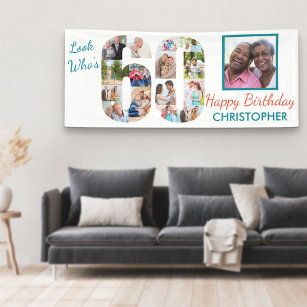 Look Who's 60 Photo Collage 60th Birthday Party Banner