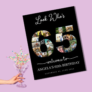look who's 65 happy birthday photo collage poster