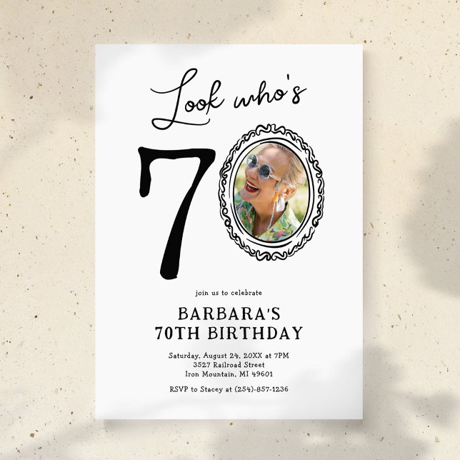 Look Who's 70 Photo Adult Birthday Invitation (Creator Uploaded)