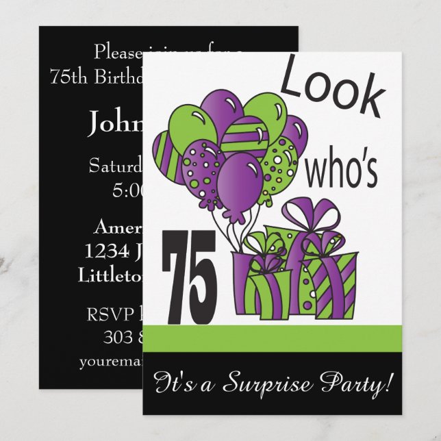 Look Who's 75 | 75th Birthday Invitation (Front/Back)