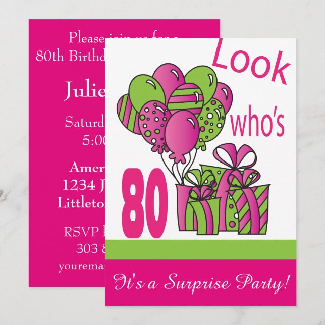 Look Who's 80 | 80th Birthday Invitation (Front/Back)